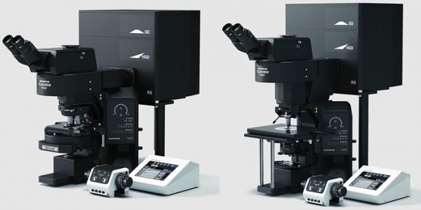 ▲ 공초점 레이저 생물현미경 FV3000 정립형 모델. (왼쪽부터) 고정 샘플용, 전기 생리 검사용