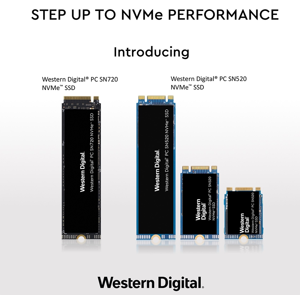 ▲웨스턴디지털이 새롭게 선보이는 NVMe 기반 3D 낸드 SSD 신제품 2종