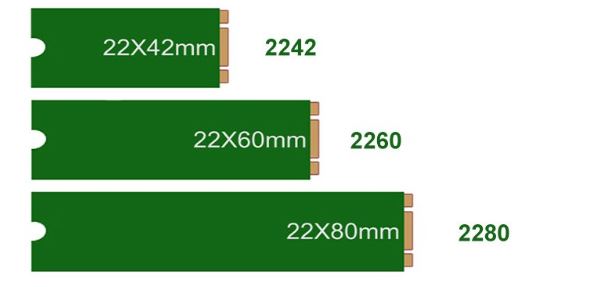 M.2 SSD 사이즈 비교