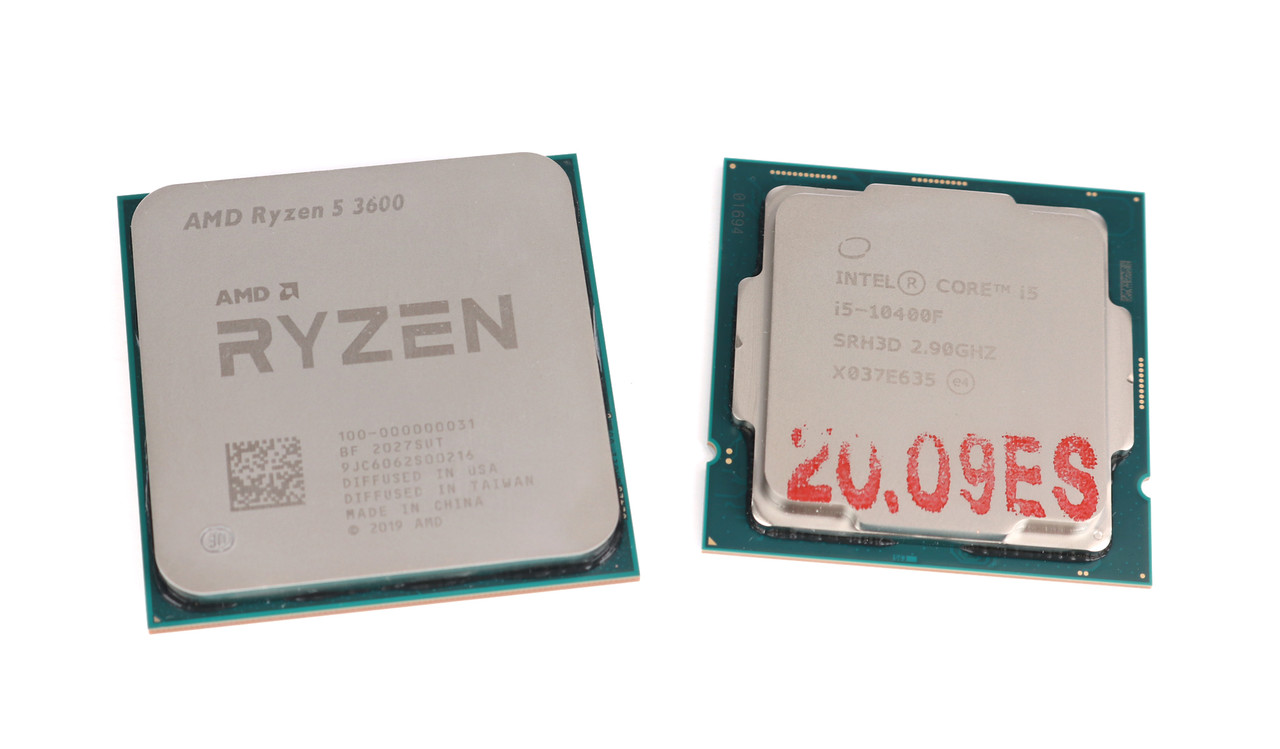 ▲ AMD 라이젠 5 3600(좌)과 인텔 코어 i5-10400F 엔지니어링 샘플(우)