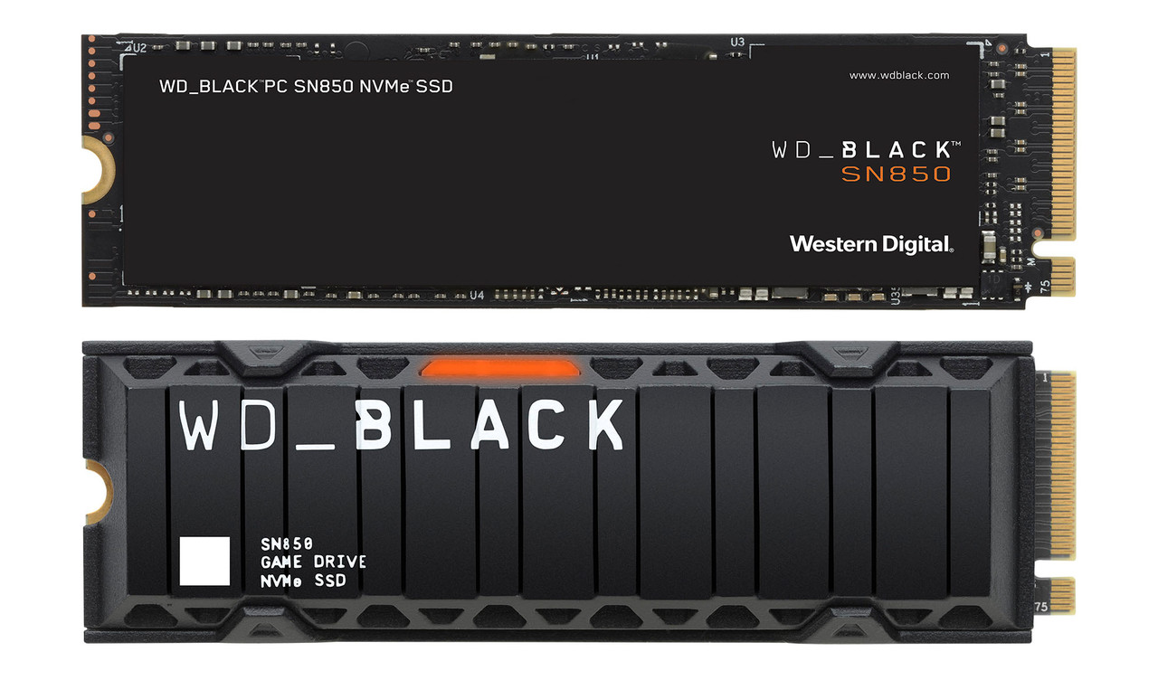▲ WD_BLACK SN850 NVMe SSD와 WD_BLACK SN850 NVMe SSD 히트싱크 모델 (위부터)