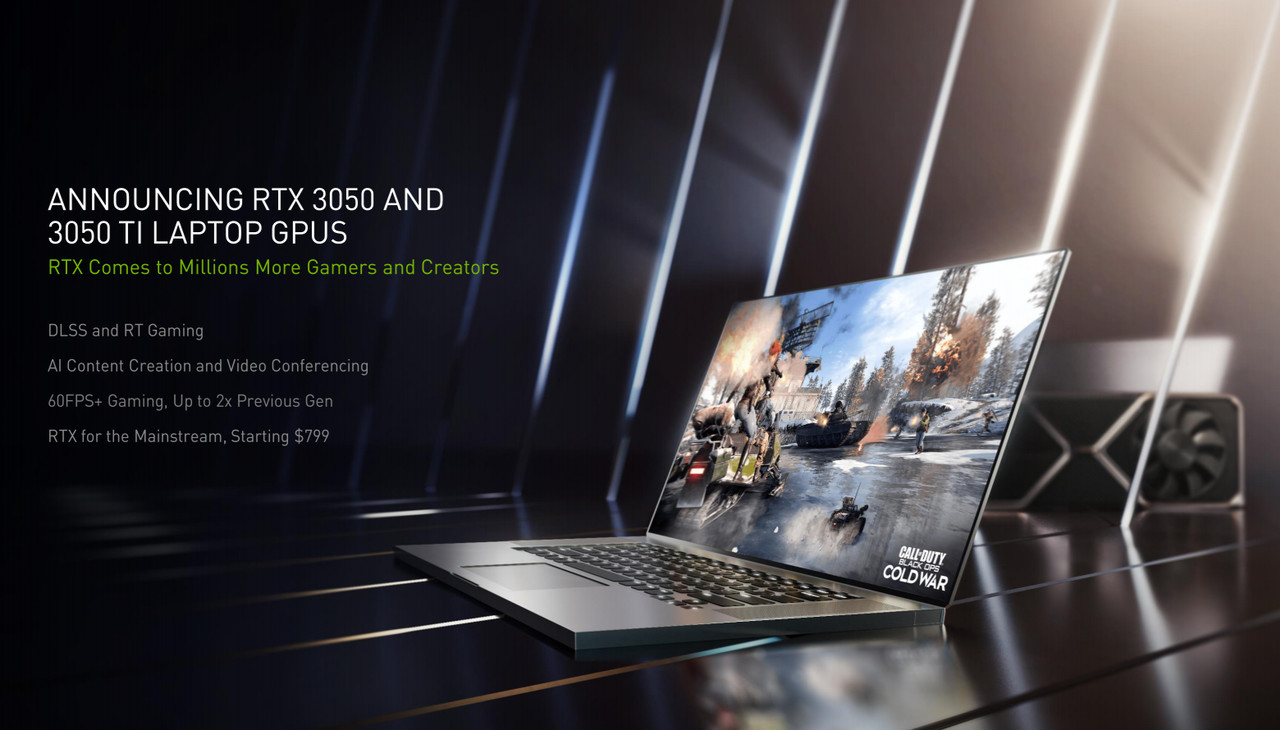 ▲ 기존 모바일 메인스트림 GPU 뛰어넘은 '지포스 RTX 3050' 시리즈