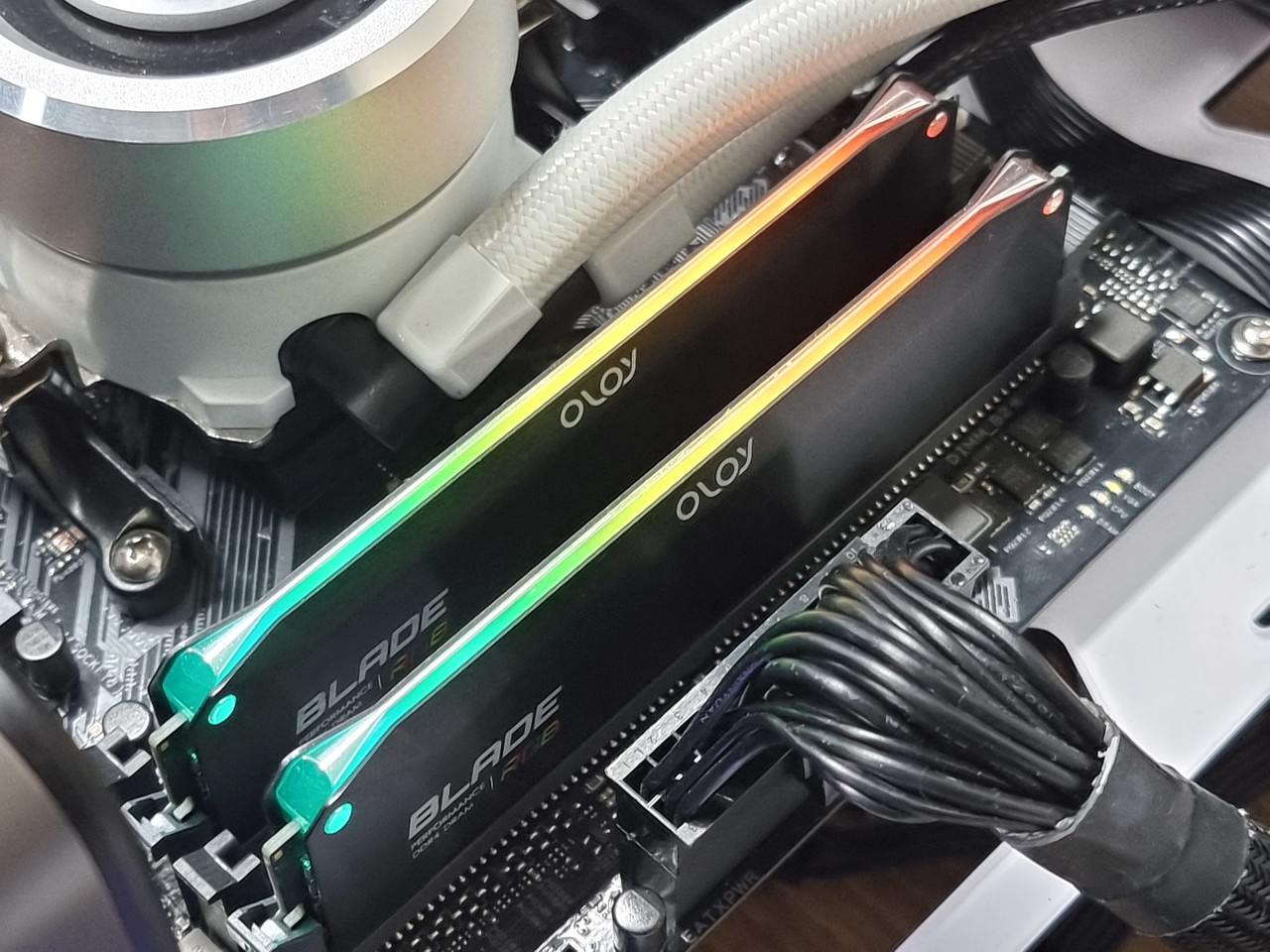 ▲ OLOy DDR4-3600 CL18 BLADE RGB Black 패키지 (16GB(8Gx2)) 메모리.