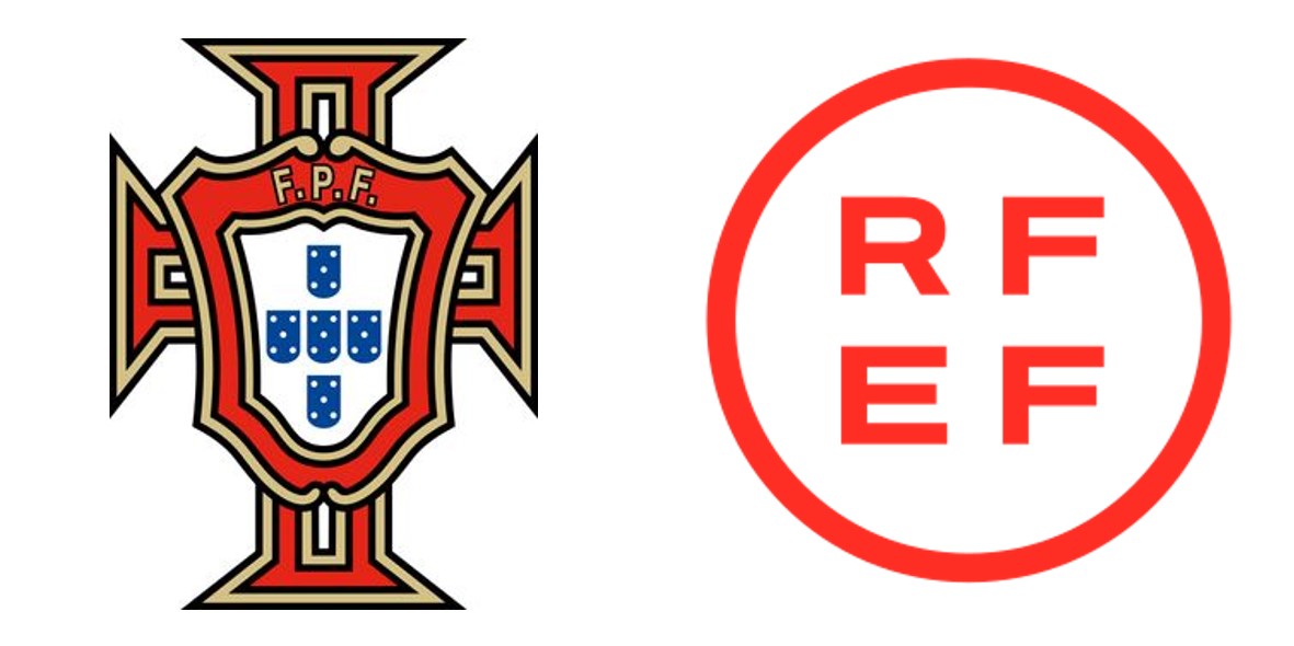 ▲ 포르투갈 축구 연맹 엠블럼(왼쪽), 스페인 왕립 축구 연맹 엠블럼(오른쪽)