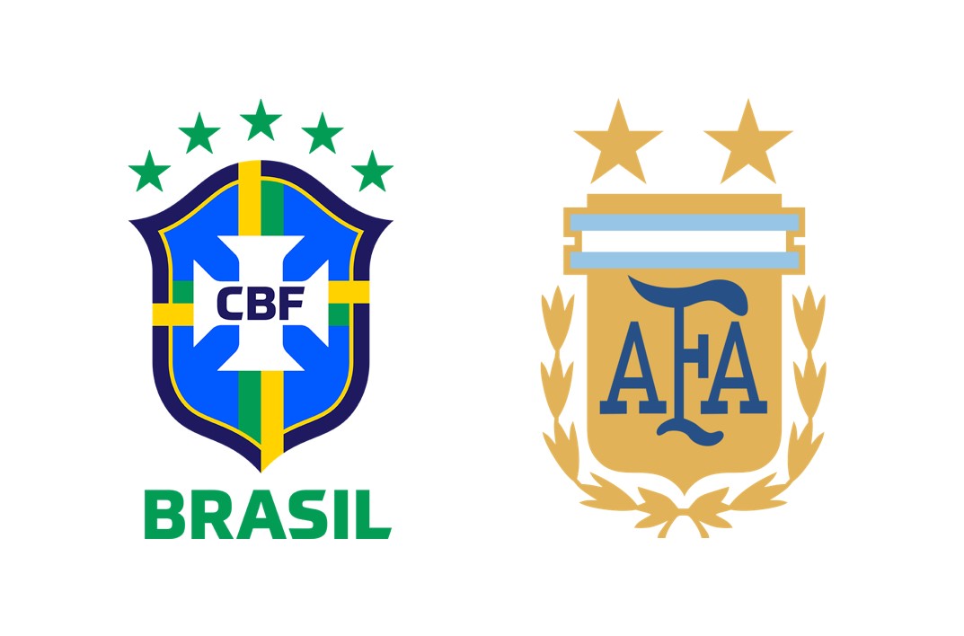 ▲ 브라질 축구 연맹 엠블럼(왼쪽), 아르헨티나 축구 협회 엠블럼(오른쪽)