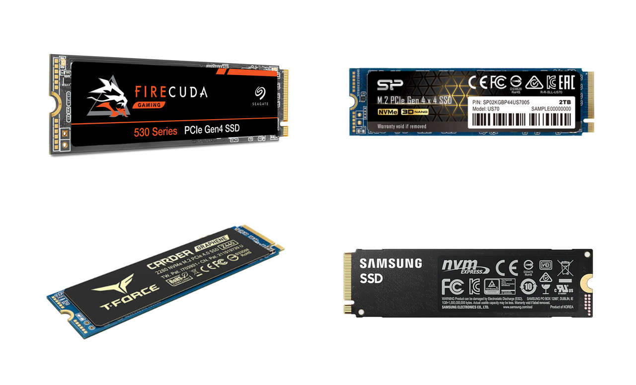 ▲ 초고속 스토리지 PCIe Gen 4 NVMe SSD (사진: 씨게이트, 실리콘파워, 팀그룹, 삼성전자)