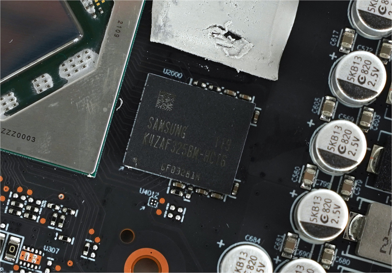 ▲ 삼성 GDDR6 메모리가 탑재됐다.