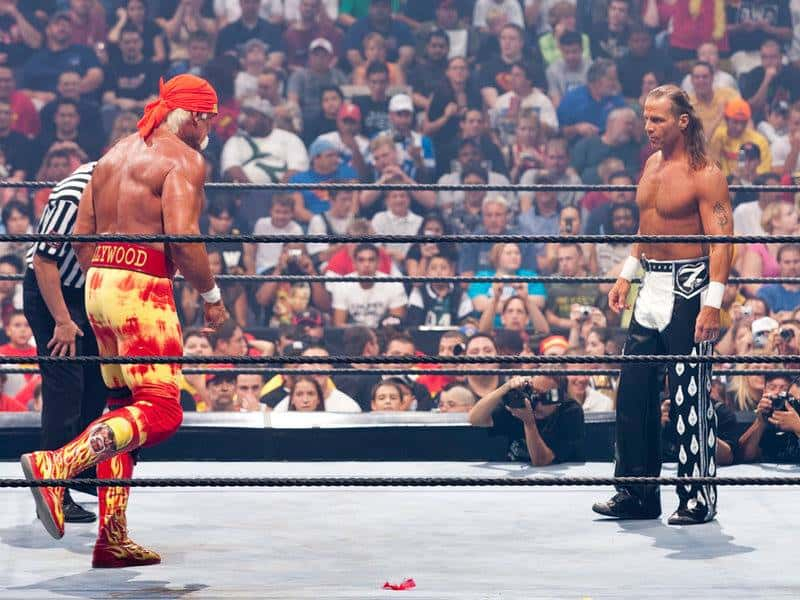 ▲ 'WWE 섬머슬램 2005'에서 드림매치를 성사시킨 헐크 호건(왼쪽)과 숀 마이클스(오른쪽) (사진: WWE.com)