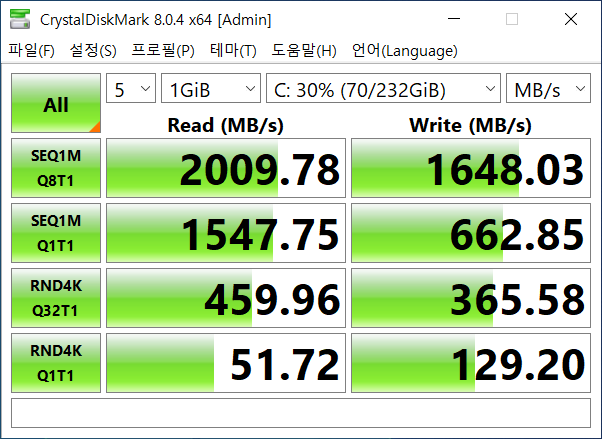 ▲ NVMe SSD가 탑재돼 체감 속도가 빠르다.