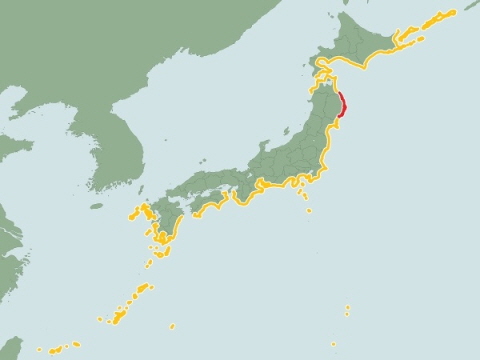  ▲ 일본 쓰나미 피해 예상 지역