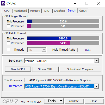▲ 라이젠 7 5750GE는 8코어 16스레드 CPU다. TDP 35W인데 성능은 뛰어나다.