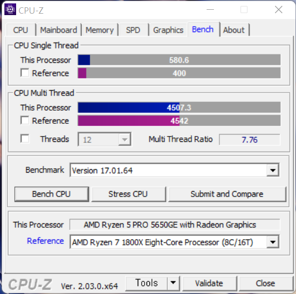▲ 라이젠 5 PRO 5650GE는 8코어 16스레드 CPU다. TDP 35W인데 성능은 뛰어나다.