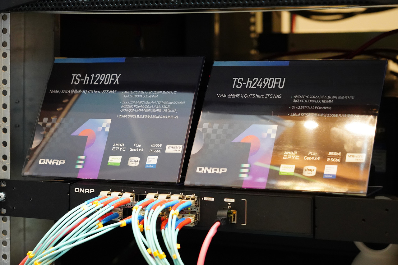 ▲ TS-h2490FU는 U.2 SSD 24베이를 지원한다. 8K, 4K 영상 제작 환경에 최적화됐다. 